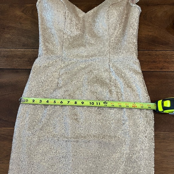 Prom Wedding Bridesmaid Dress Champagne Gold Sequins Dress 12 Bari Jay 1617 - Picture 6 of 8